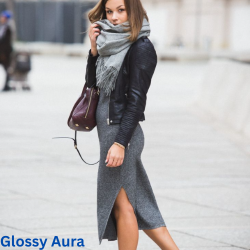 Leather Jacket Over a Midi Dress