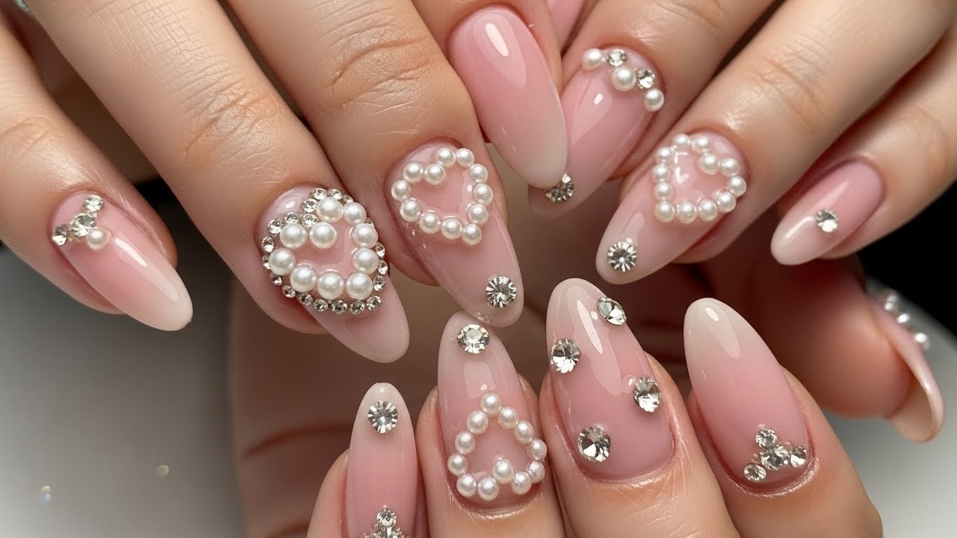 Pearl & Rhinestone Hearts