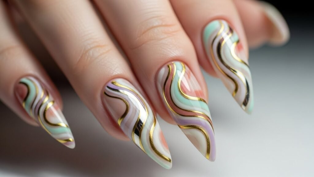 Abstract Swirl Stiletto Nails