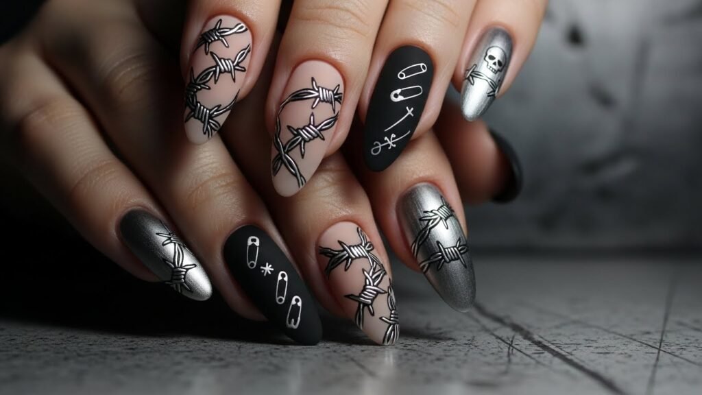 Barbed Wire Nail Art