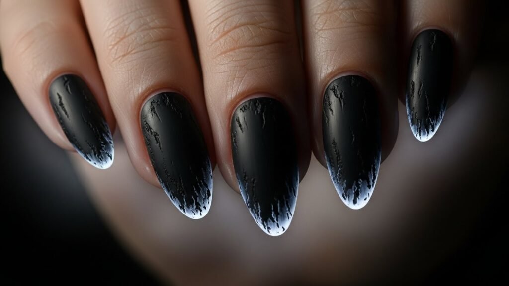 Black Aura Nails with Rough Edges