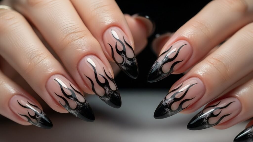 Black Flame Tips on Nude Base