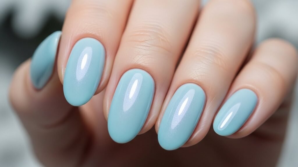 Blue Pearl Icy Oval Nails