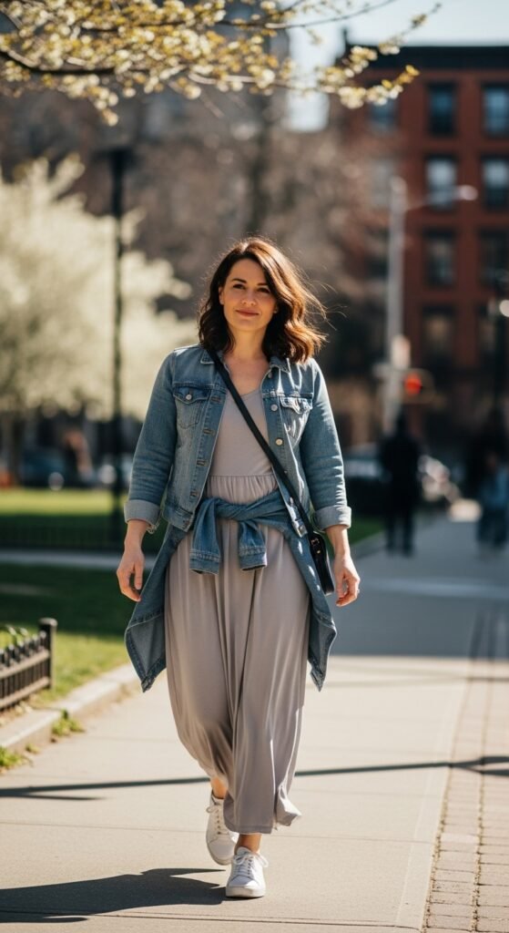 Casual Maxi Dress with Sneakers