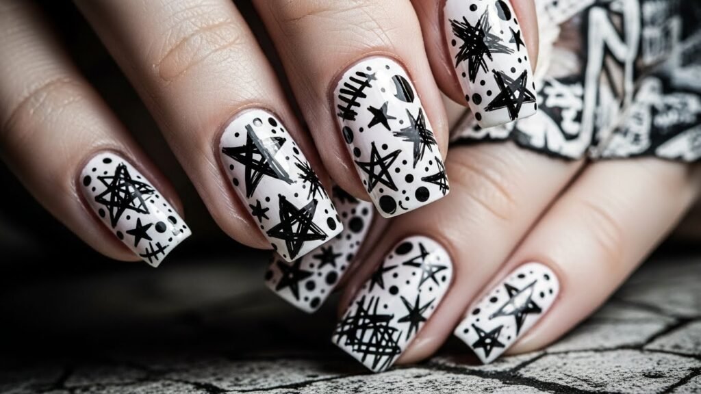 Chaos Star & Scribble Nails