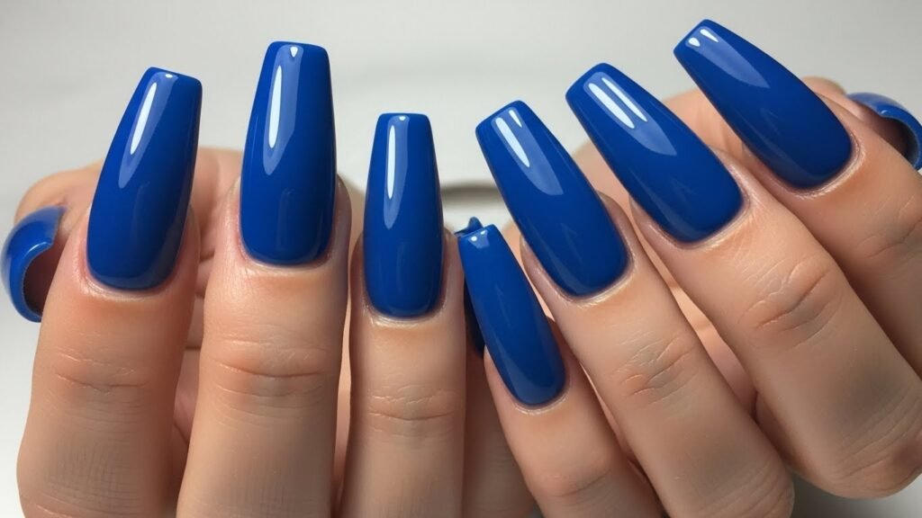Cobalt Icy Blue Gloss Coffin Nails