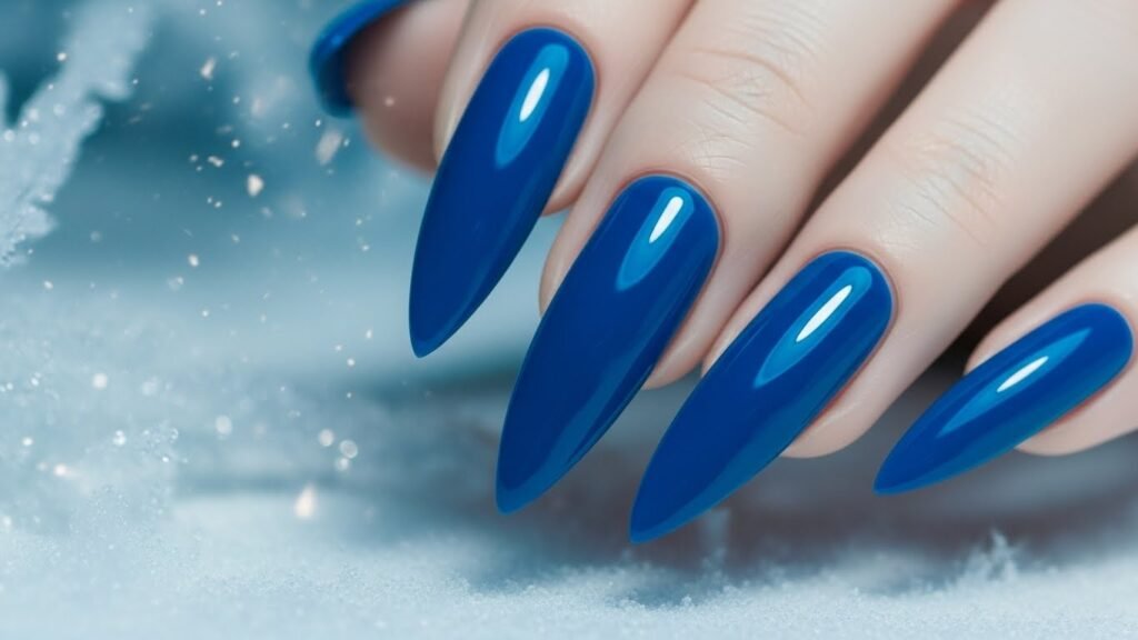 Cobalt Icy Blue Stiletto Nails