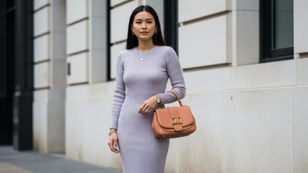 Fitted Knit Dress + Minimal Accessories