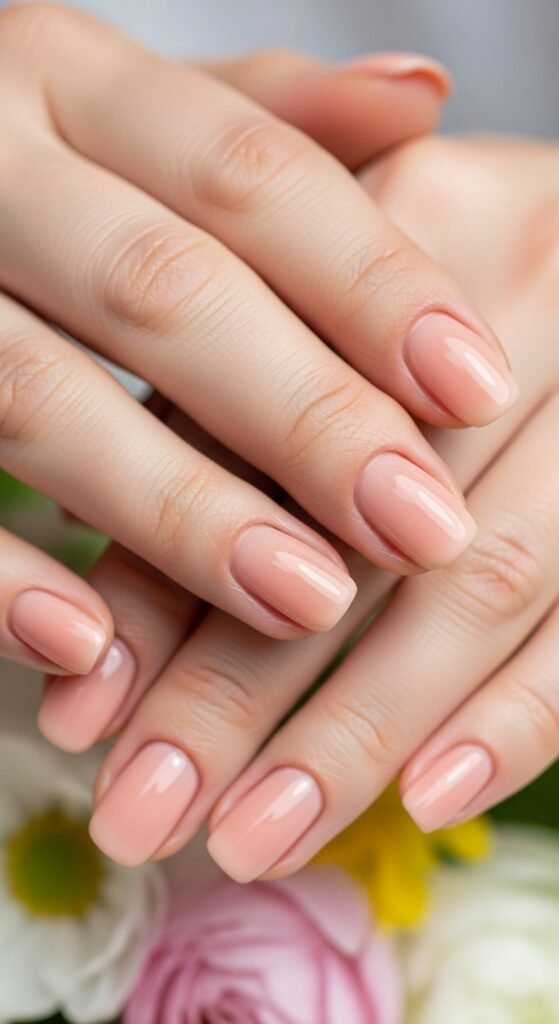 Floral Accent Nails on Neutral Base