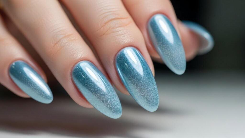 Frosted Almond Icy Nails