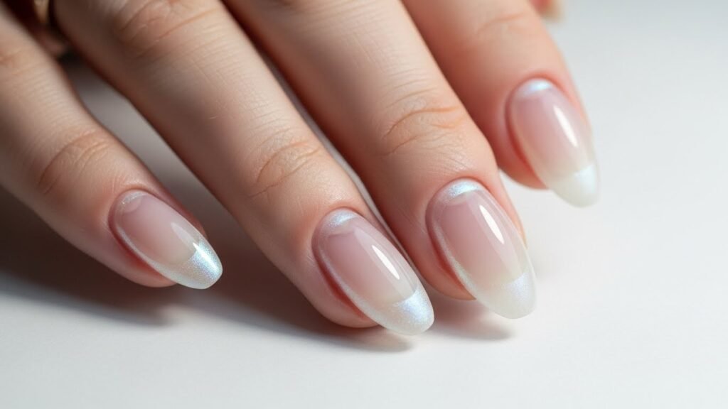 Frosted White Icy Blue French Tips
