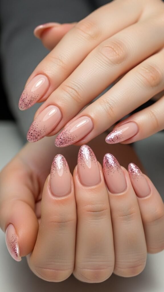 Glitter-Cuticle Valentine Nails