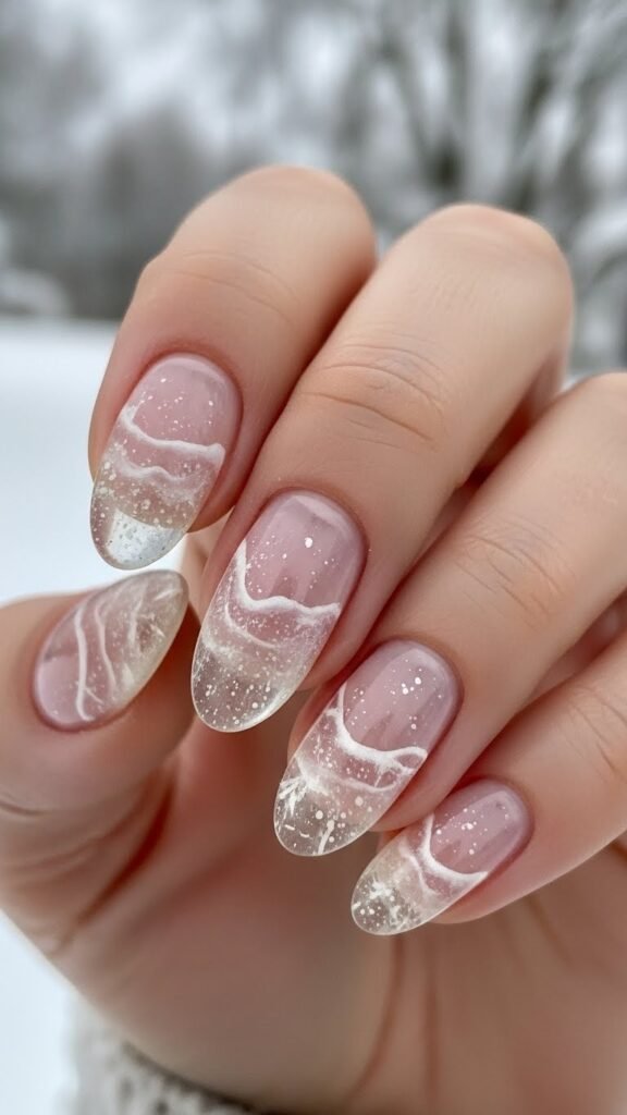 Ice-Glazed Oval Nails