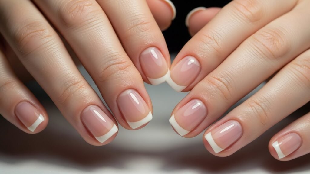 Icy Blue Milky Gel Short Nails