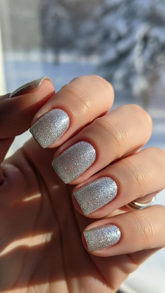 Icy Glitter Short Nails
