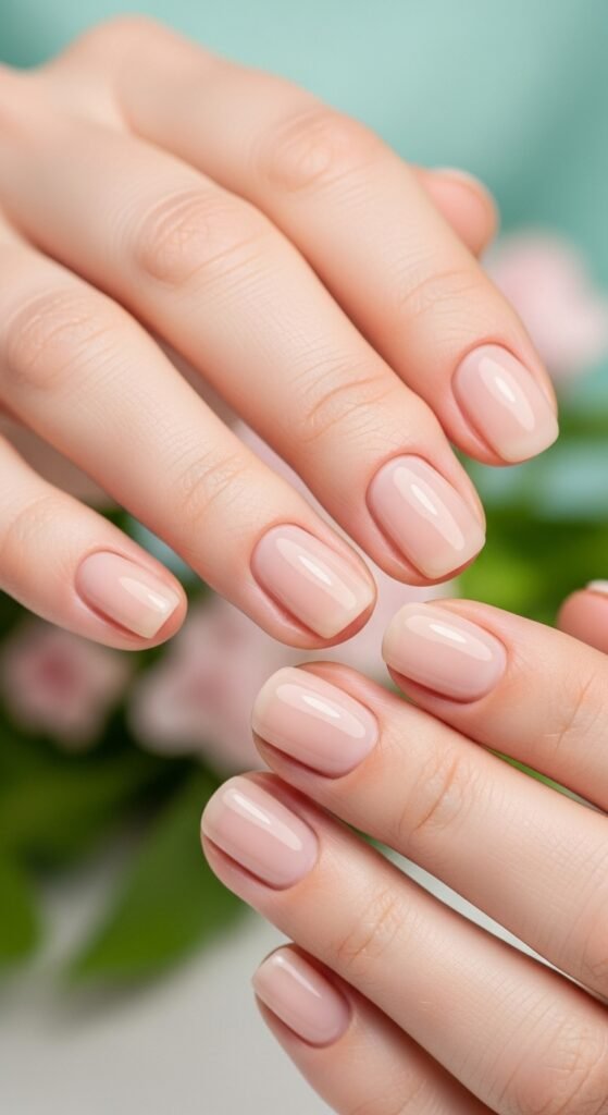 Light Peach Nails with Subtle Shine