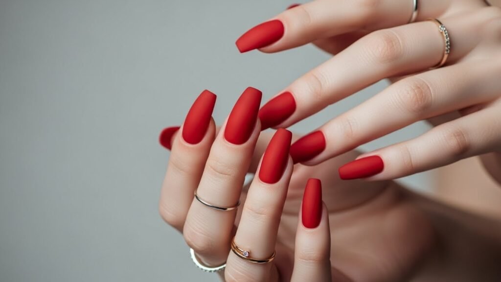 Matte Red Nails