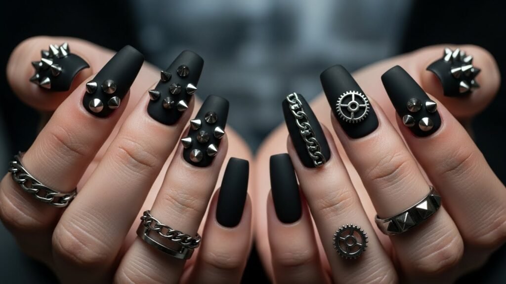 Metallic Stud Accent Nails