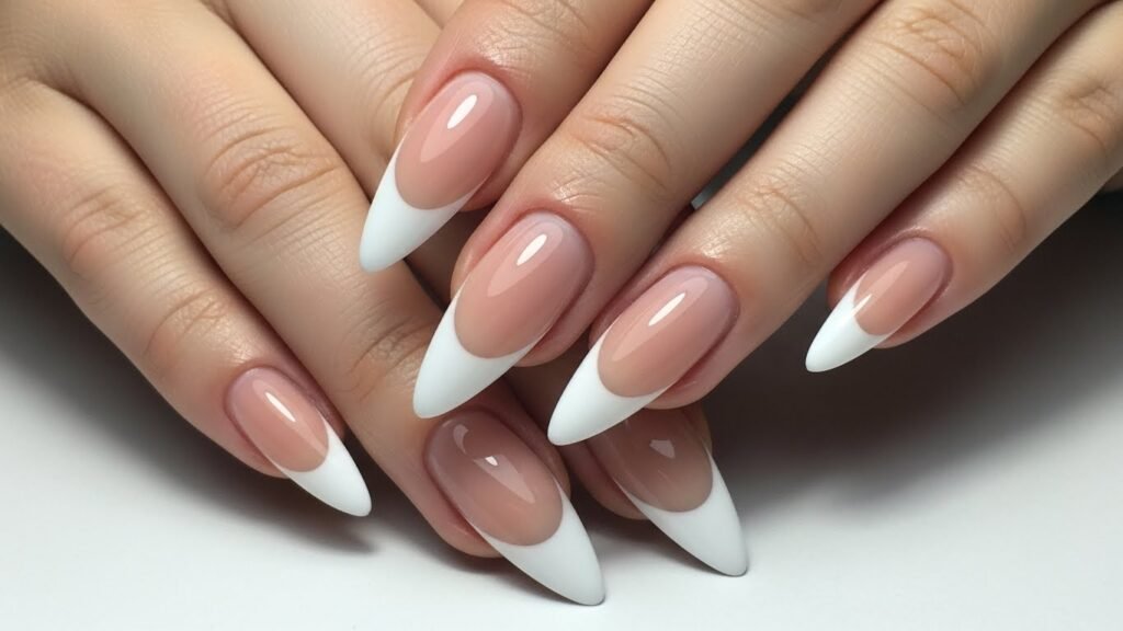 Micro French Tip Stiletto Nails