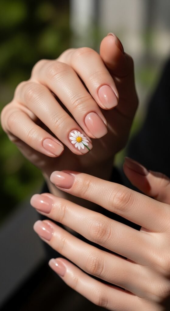 Minimal Spring Nails with Natural Finish
