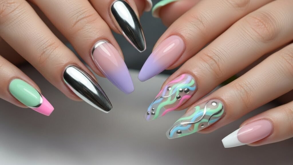 Mixed-Design Stiletto Nail Sets
