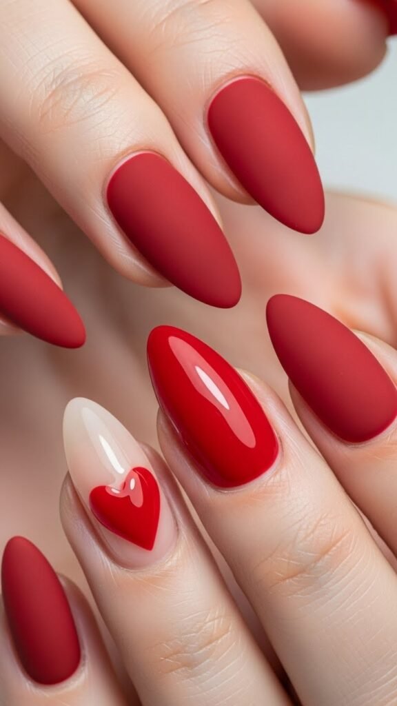 Mixed Texture Valentine Nails