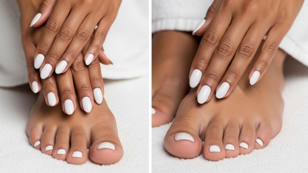 Monochrome Chrome Manicure + Pedicure