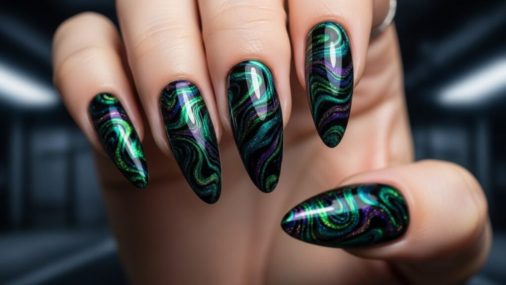 Oil Slick Grunge Nails