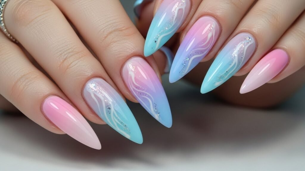 Pastel Ombre Stiletto Nails