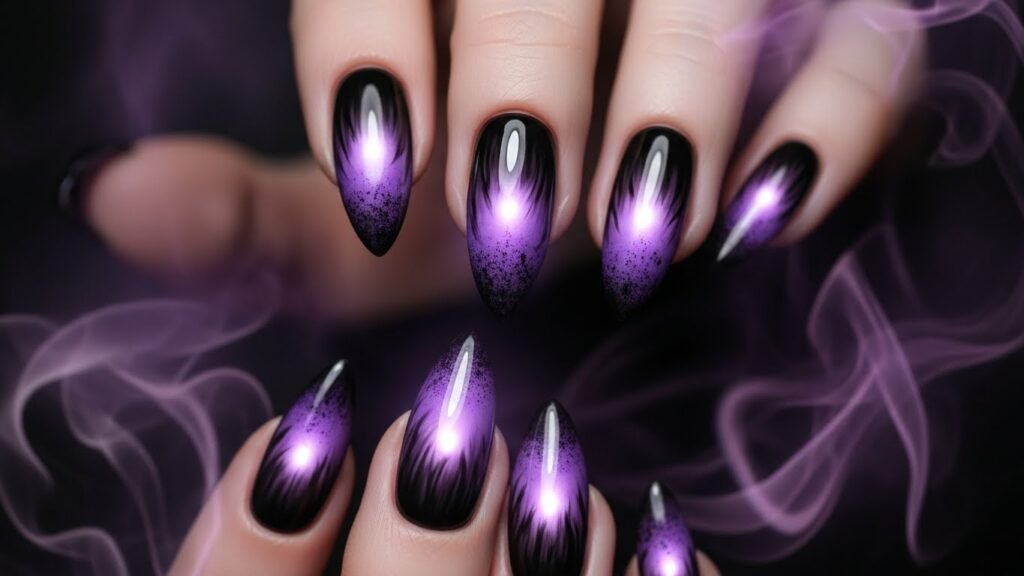Purple Smoke Aura Nails