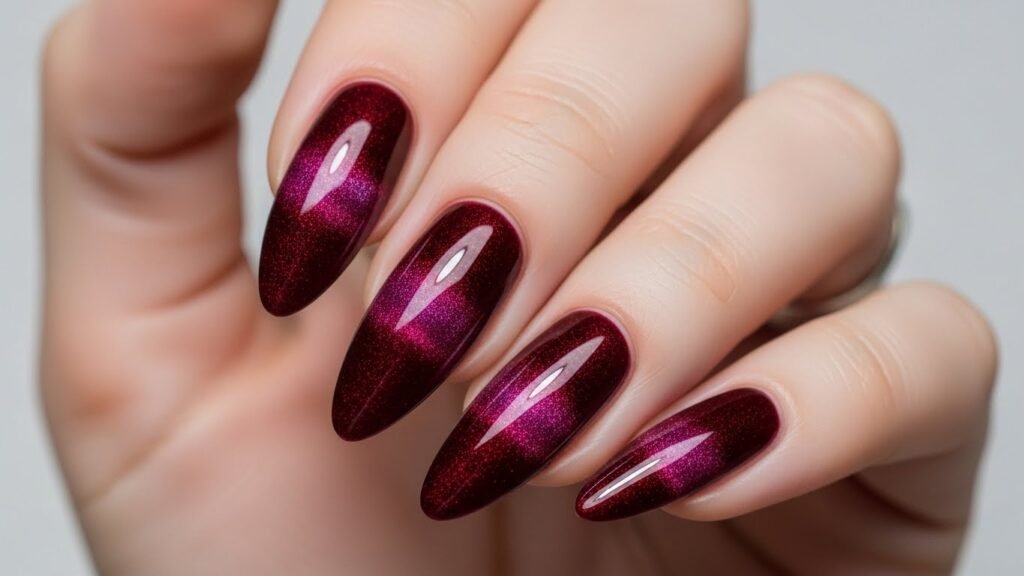 Red Cat-Eye Nails