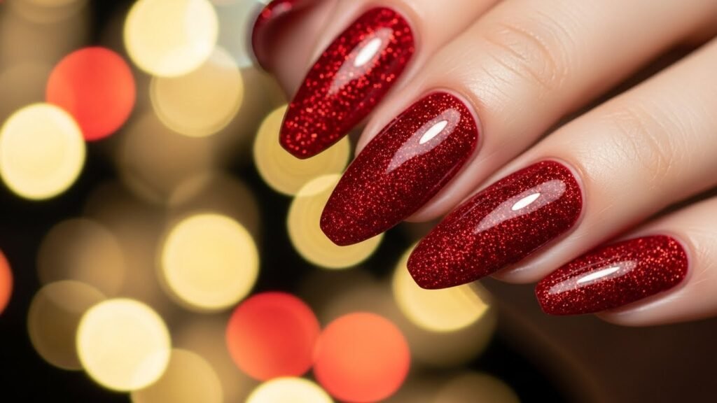 Red Glitter Nails