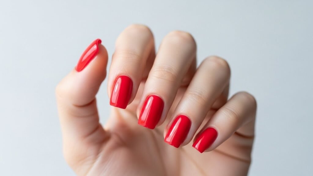 Red Square Short Nails