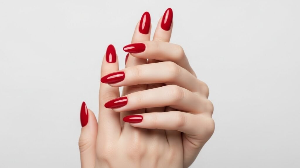 Red and Nude Balanced Nails