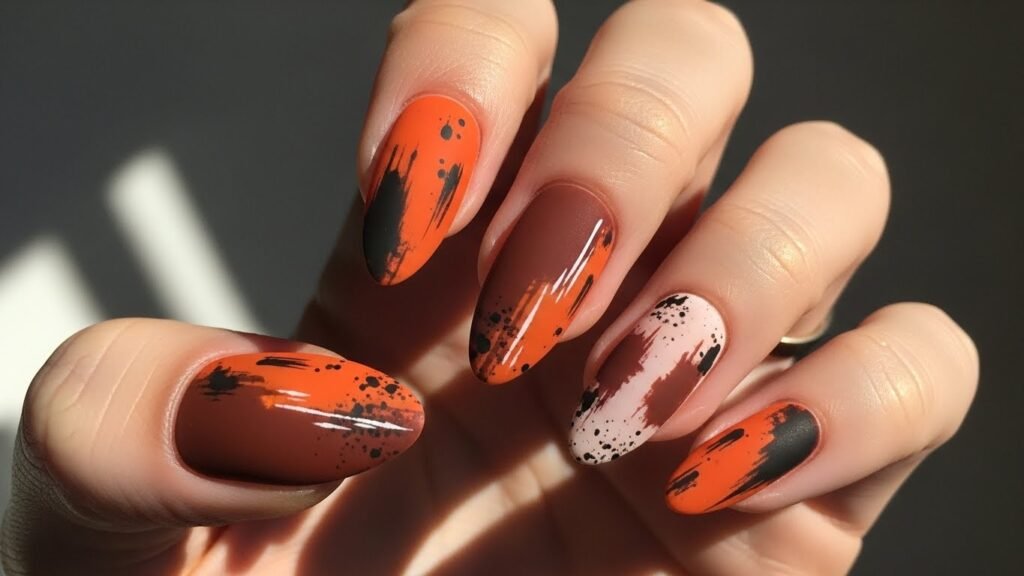 Rust & Burnt Tone Grunge Nails