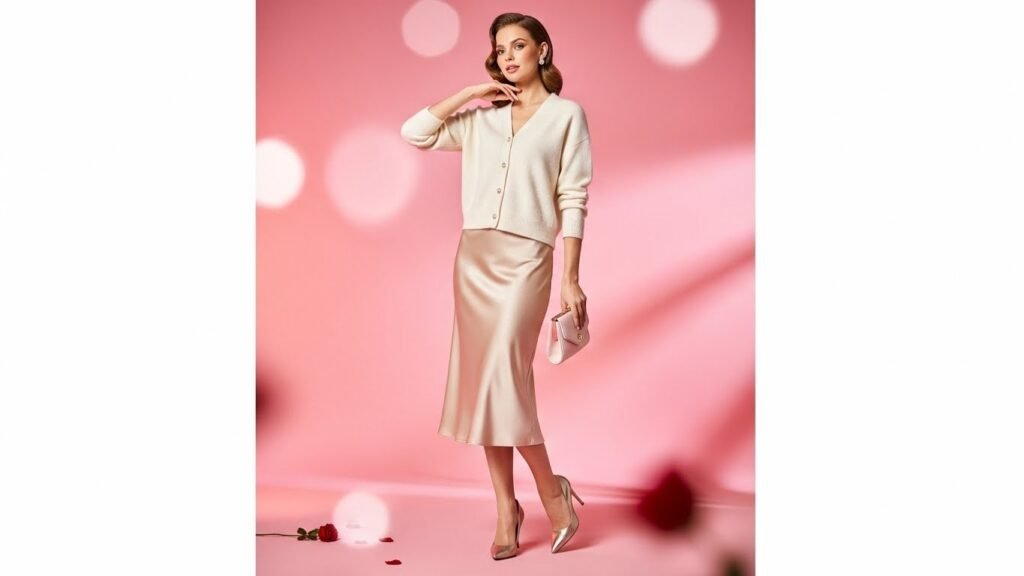 Slip Skirt + Cardigan + Heels