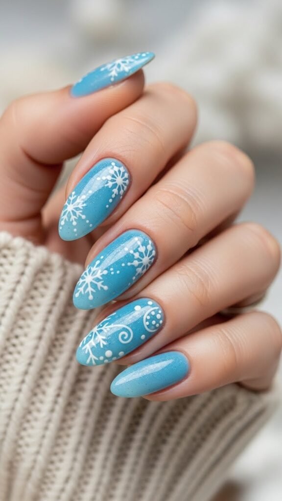 Snowflake Accent Icy Nails