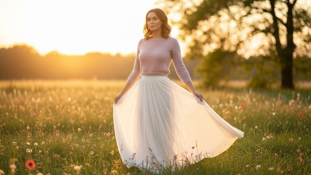 Soft Knit Top with Long Skirt