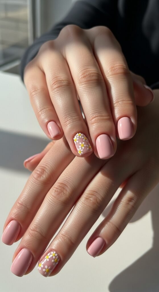 Soft Milky Pink Almond Nails