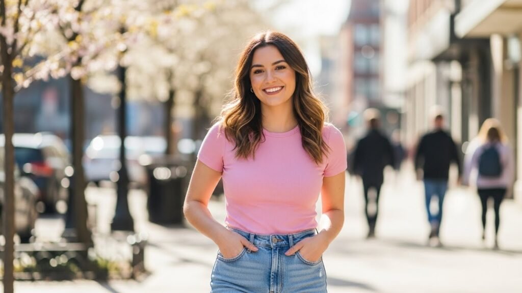 Soft Pink Tee with Everyday Denim