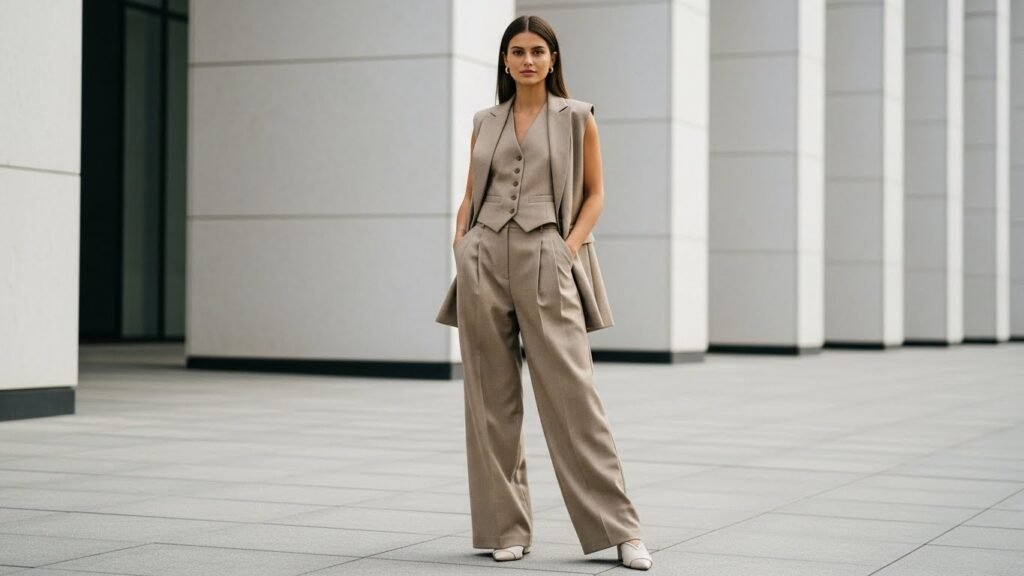 Tailored Vest + Wide-Leg Trousers