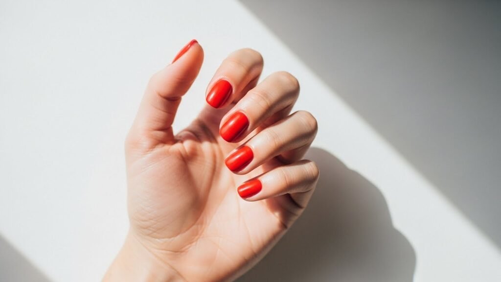 Tomato Red Short Nails
