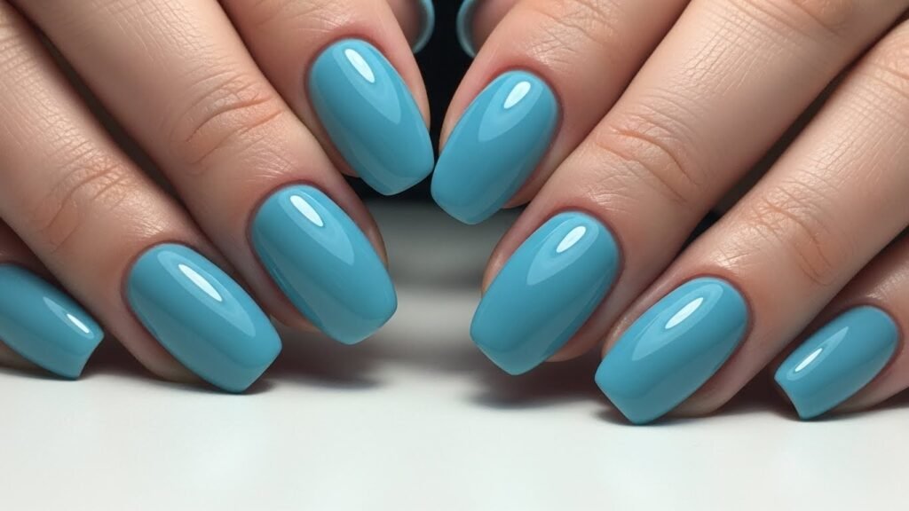 Winter Sky Blue Gloss Nails