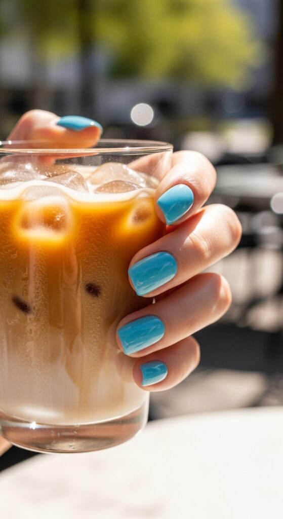 Baby Blue Short Nails