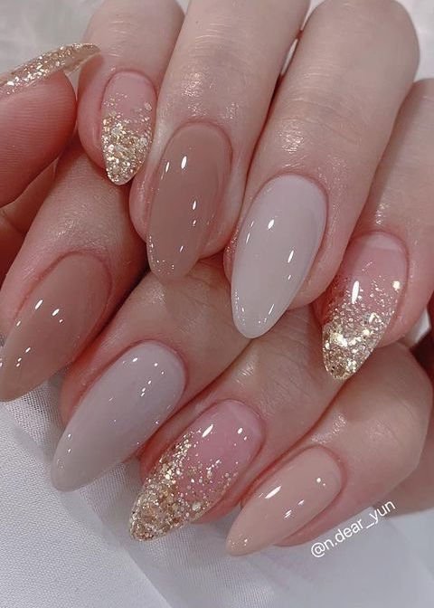 Champagne Nude Nails with Fine Shimmer