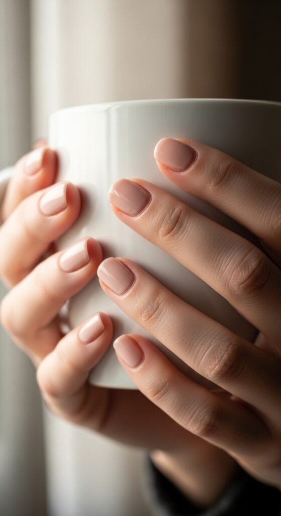 Milky Nude Short Nails