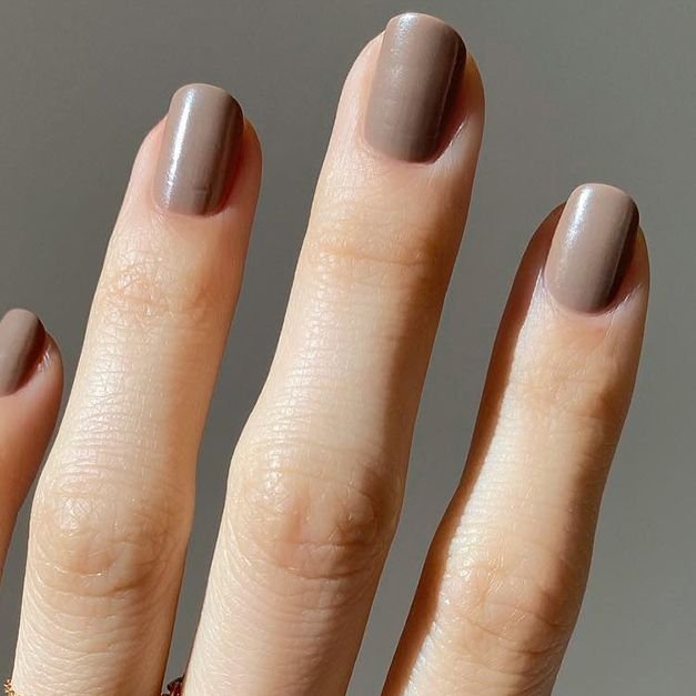 Soft Taupe Nails with Glassy Finish