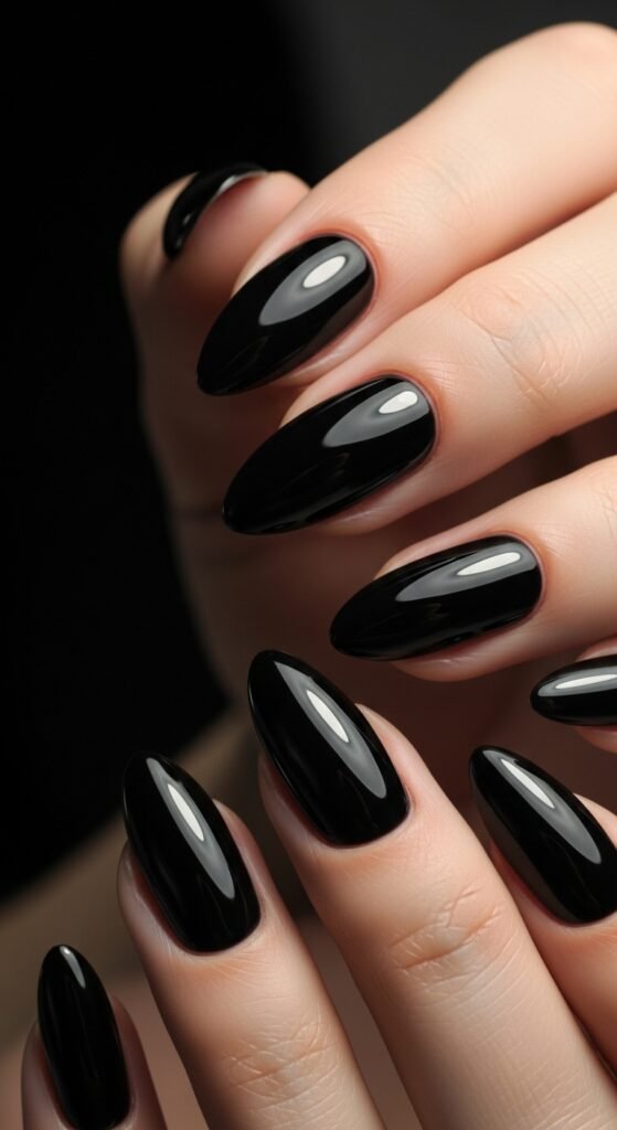 Black Almond Nails