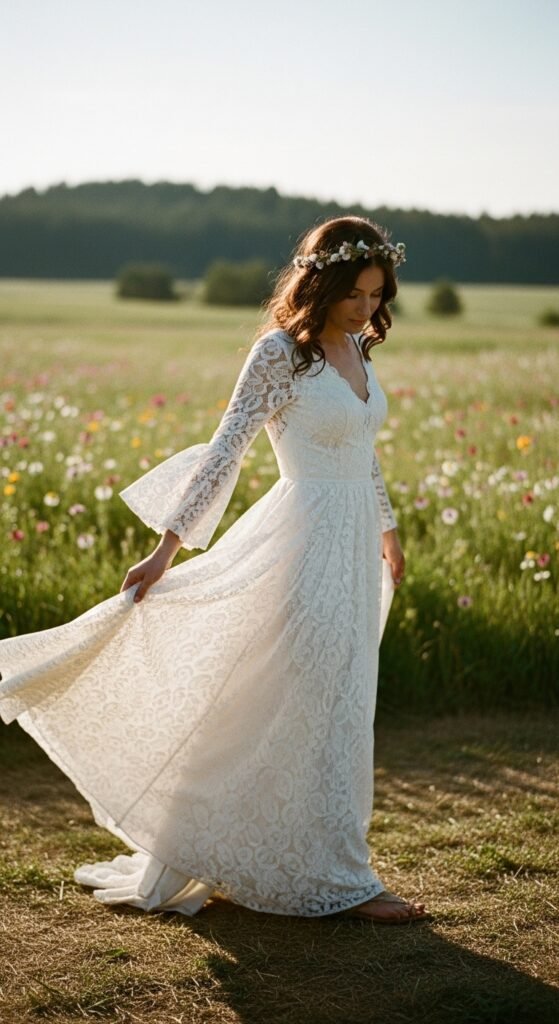 Boho Wedding Dresses with Sleeves
