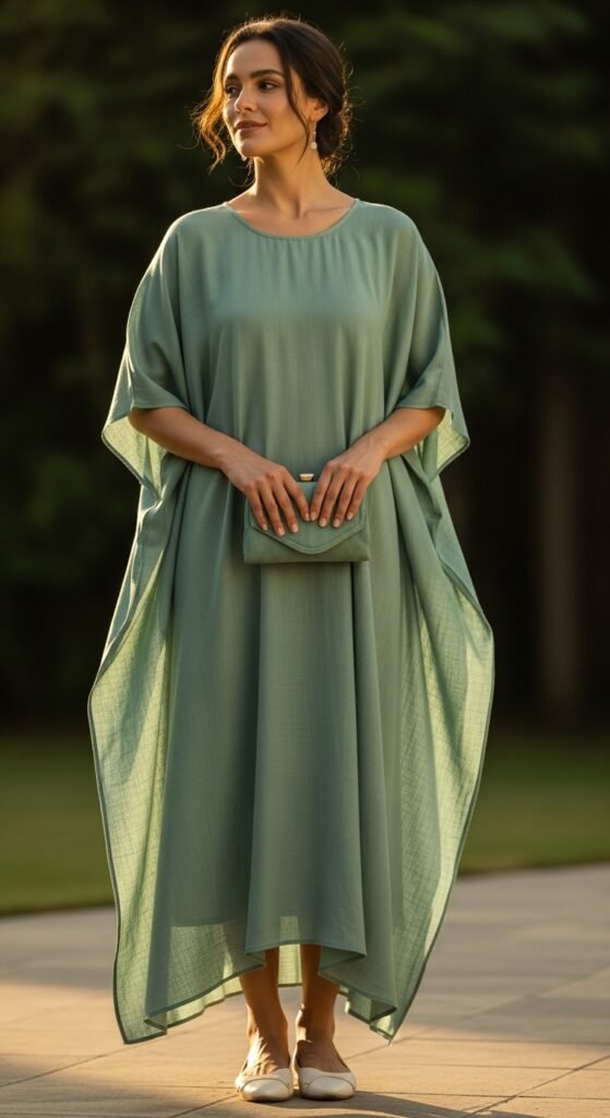 Breezy Kaftan Dress with Elegant Flats
